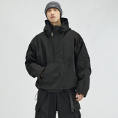 HAMB原创2025冬季 高级感户外半拉链连帽90白鸭绒羽绒服外套男 新款