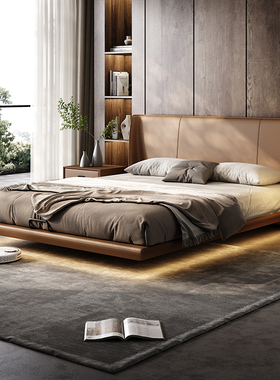 意式极简悬浮床极薄床头床真皮床主卧高端大气双人悬空床2026新款