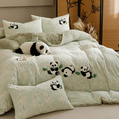 母婴级宝宝绒四件套可爱熊猫