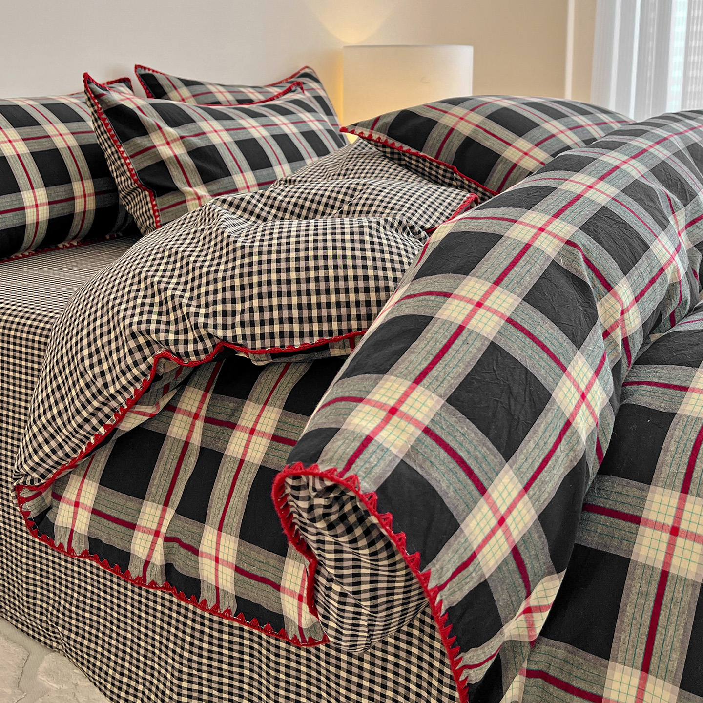 A类母婴级100纯棉四件套格子全棉