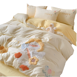 A类母婴级可爱全棉四件套100纯棉床单被套儿童三件套卡通床品床笠