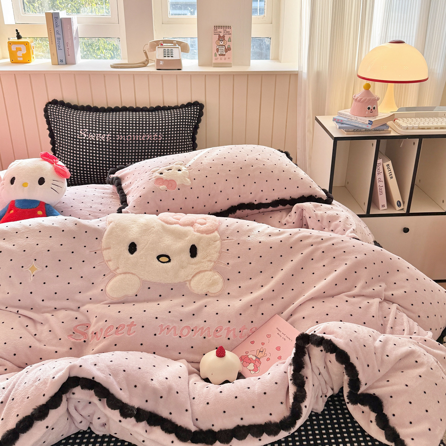 A类加厚牛奶绒四件套少女心冬宝宝绒卡通儿童三件套床单被套女孩4