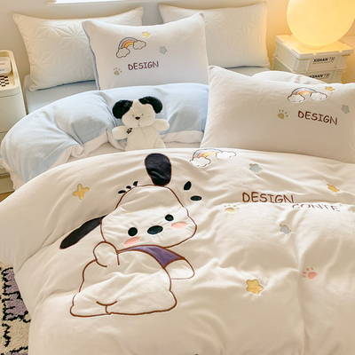 母婴级牛奶绒卡通儿童被套被罩