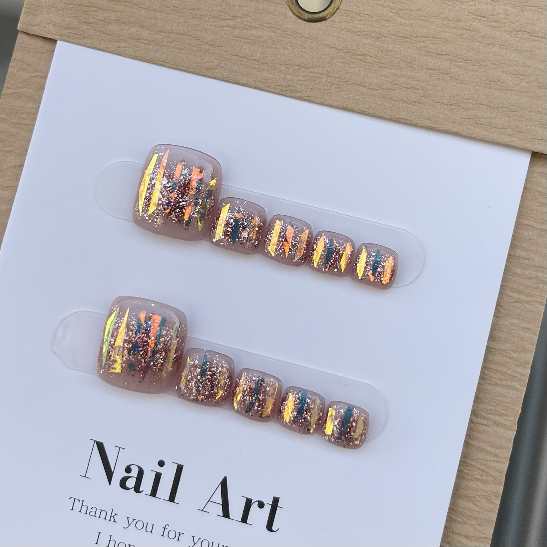 手工定制穿戴甲成品假指甲贴片夏季显白短款脚指甲贴片玻璃纸闪粉,彩妆/香水/美妆工具,美甲工具,淘宝优惠券,粉丝福利购,淘宝优惠卷