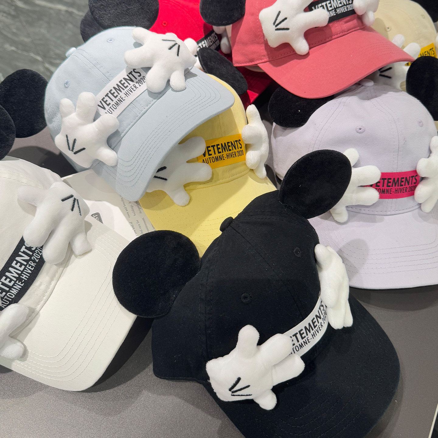 可爱大耳朵米奇软顶红色鸭舌帽女春夏季遮阳帽子百搭显脸小棒球帽