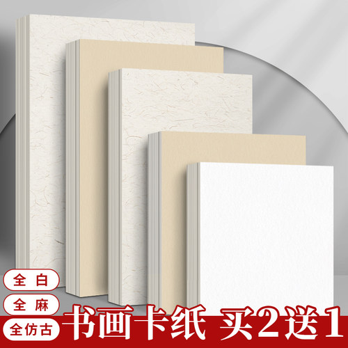 大山皮纸加厚书画纸卡纸麻纸仿古国画生纸卡纸镜面软卡方形毛笔美术初学者半生熟书法专用纸绘画熟纸软卡裱框