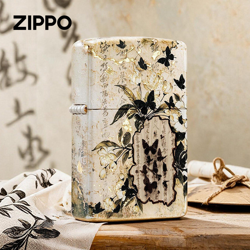 zippo打火机正品 蝶影寻芳立体裸眼3D实相悬浮防风生日礼物送男生