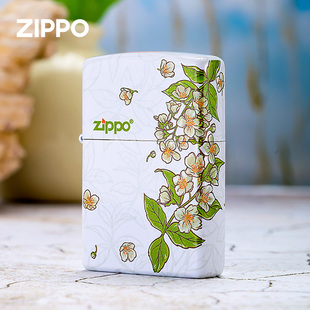 zippo打火机正品 煤油防风火机新年礼物送男女生 彩印春绘茉莉正版