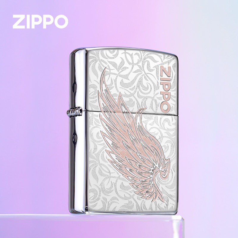 zippo打火机热恋之翼镜面雕刻热恋羽翼正品防风煤油520送男友礼物
