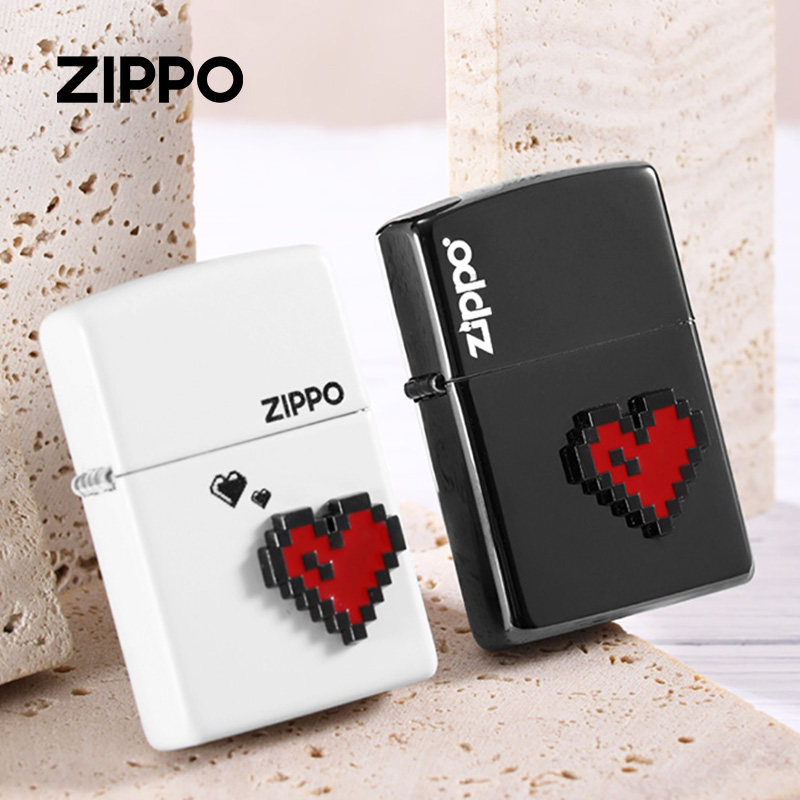 zippo打火机爱心马赛克正版 芝宝官方旗舰贴章防风送生日男友礼物