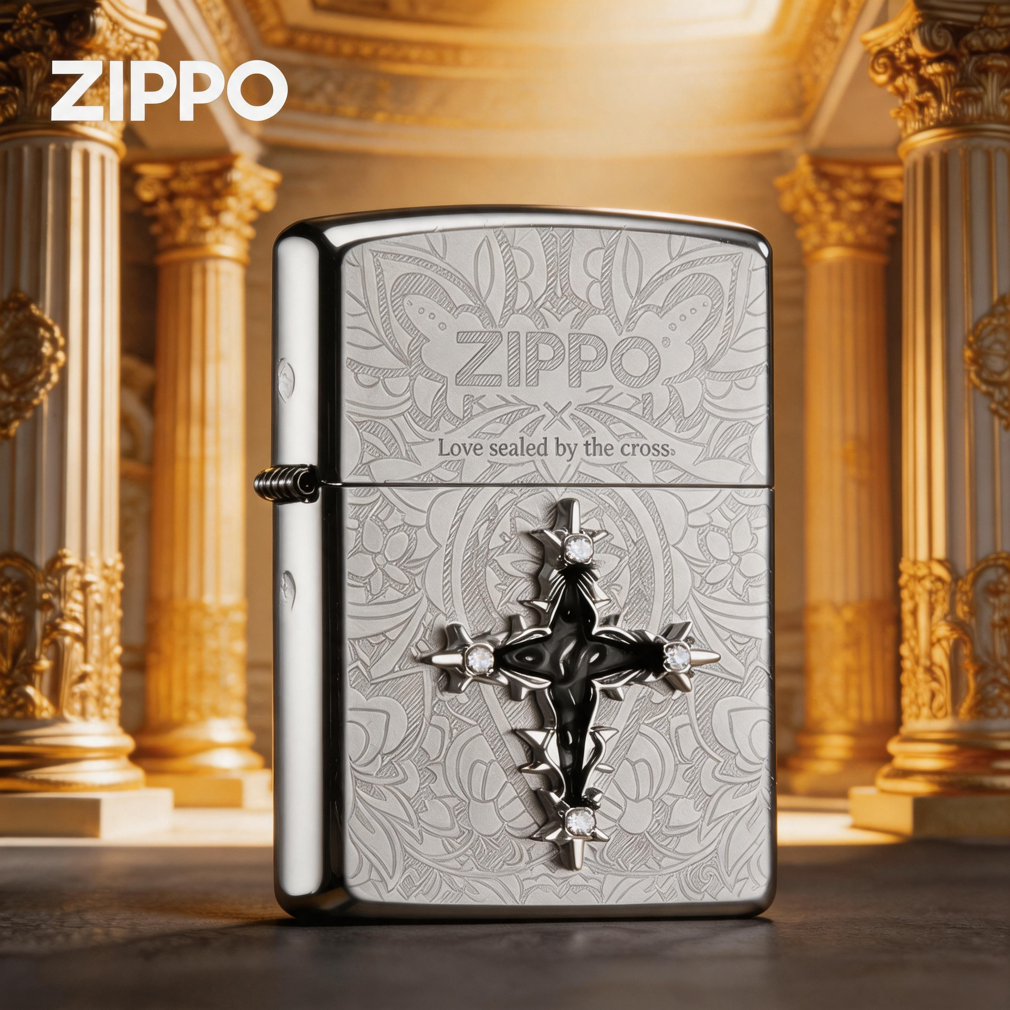 ZIPPO打火机正品煤油防风永恒十字架-锻纱生日礼物磨砂手感送男友