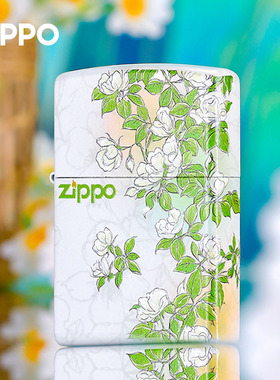 zippo打火机正品苏茉青枝 春绘茉莉夜光彩印防风煤油新年礼物女生