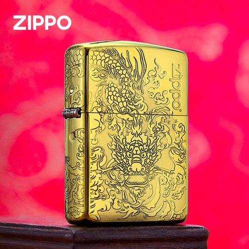 zippo打火机纯铜盔甲 龙生九子负屃呈瑞防风煤油七夕节礼物送男士