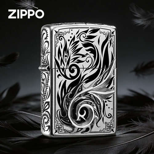 zippo打火机 银翼相契官方正品煤油防风打火机磨砂贴章送男友礼物
