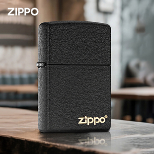 ZIPPO打火机正品 生日礼物中秋送礼 236ZL黑裂漆标志防风煤油送男士