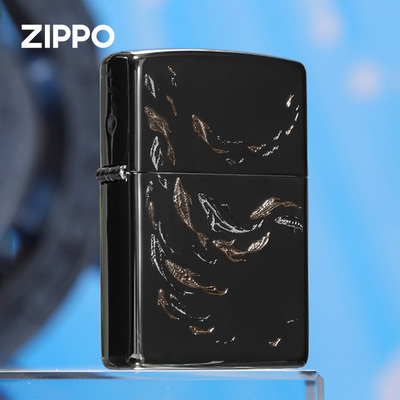正版ZIPPO打火机金鳞逐浪