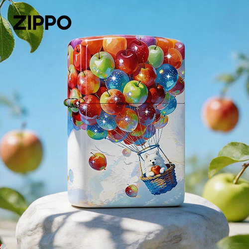 zippo打火机 苹果小狗彩印生日礼物送男朋友之宝正品煤油防风火机
