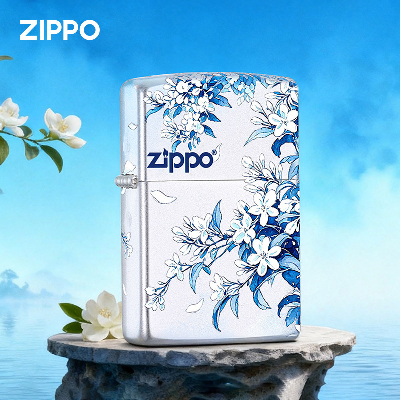 zippo正版打火机 彩绘 青枝茉莉 青花茉莉 防风正品之宝七夕礼物