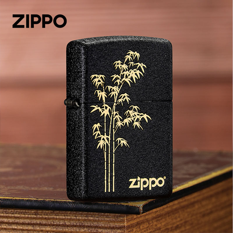 zippo打火机正品 236黑裂漆竹报平安步步高升防风煤油 送男士礼物