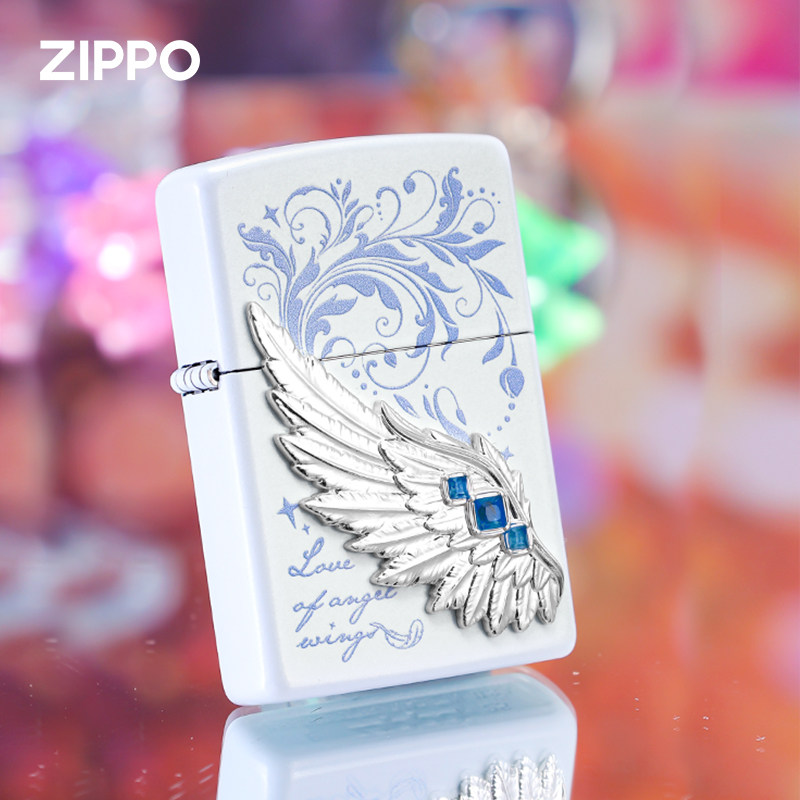 zippo打火机 热恋之翼蓝钻夜光彩印正版煤油防风生日礼物送男朋友