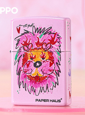ZIPPOxPAPER HAUS+艺术家联名系列ZIPPO打火机正品 夜光上头狮子