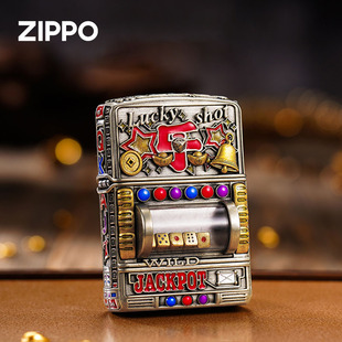 ZIPPO打火机古银夜光重甲贴章幸运大转盘防风煤油情人节送男生礼