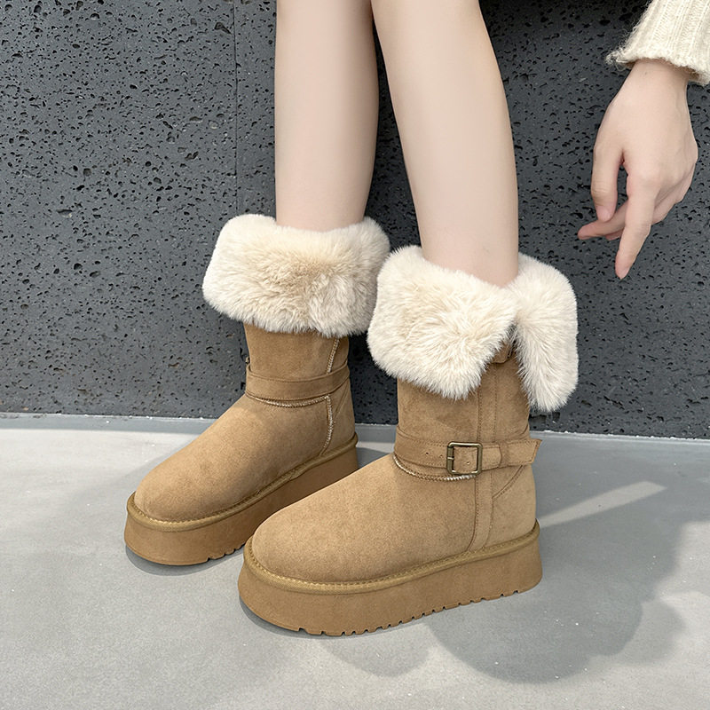 中筒厚底雪地靴女2025冬季新款加绒加厚东北大棉鞋保暖雪地棉靴,女鞋,时尚雪地靴,淘宝优惠券,粉丝福利购,淘宝优惠卷