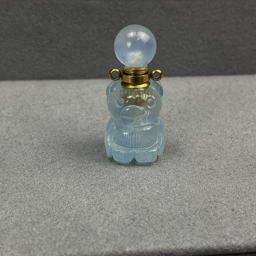 天然海蓝宝雕刻空瓶可装香水精油朱砂胎毛宠物毛发男女款吊坠