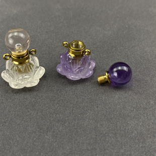 天然白水晶紫水晶莲花香水瓶吊坠精油瓶项链女款锁骨链送女友礼物