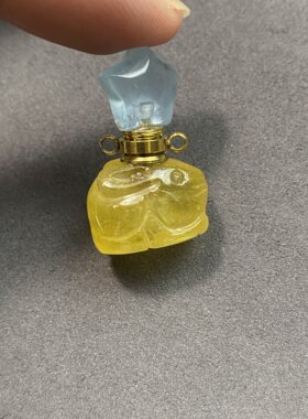 天然黄摩根石小兔子香水瓶吊坠精油瓶项链女款送女友闺蜜礼物