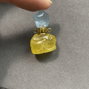 天然黄摩根石小兔子香水瓶吊坠精油瓶项链女款送女友闺蜜礼物