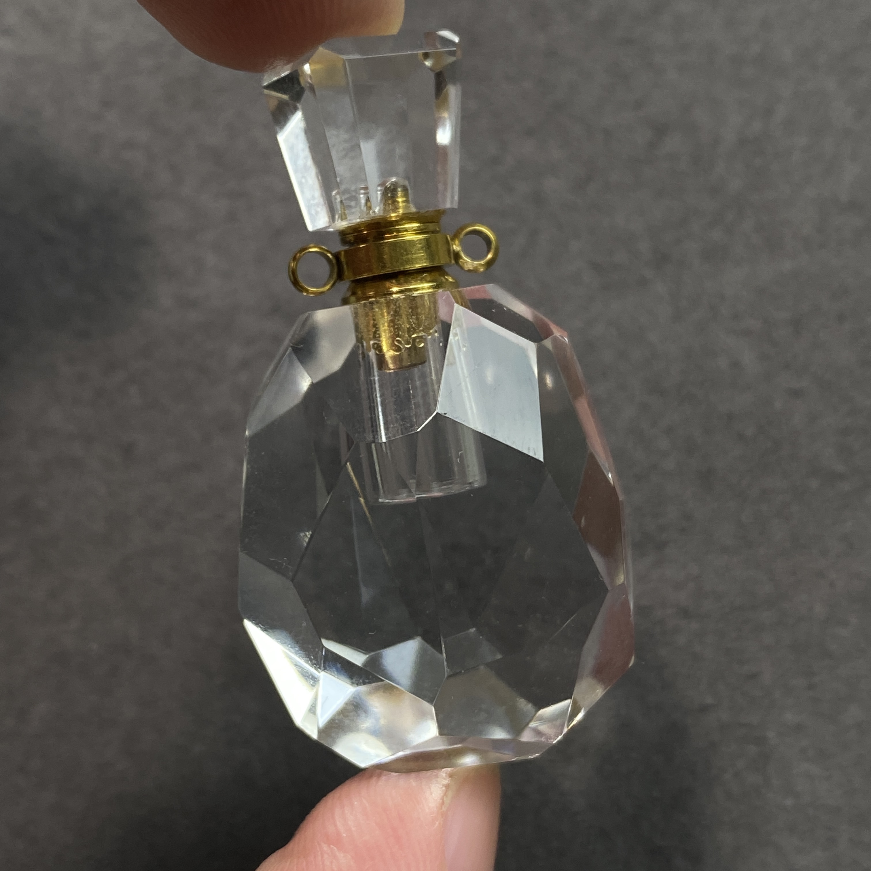 天然刻面白水晶糖块香水瓶吊坠项链精油瓶毛衣链空瓶项链