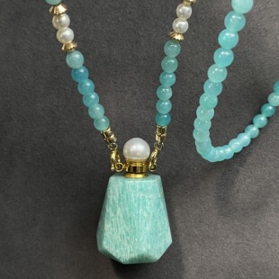 天然天河石精油瓶香水瓶空瓶吊坠可以装胎毛放粉末礼物推荐