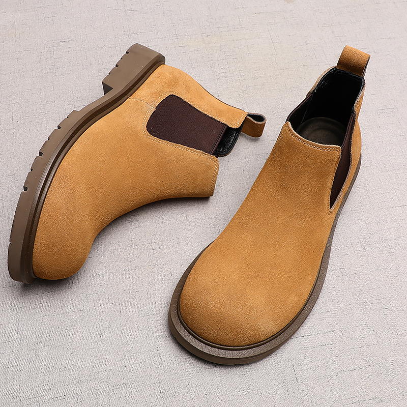 秋冬新款反毛皮切尔西靴男英伦风时尚套筒短靴舒适休闲韩版马丁靴