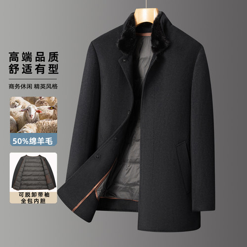 CMENGKOUC蒙口羊毛呢子大衣男