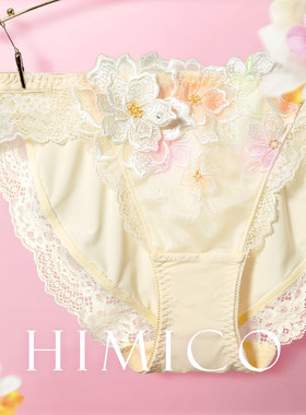 HIMICO内裤女无痕透气重工刺绣日系蕾丝纯欲性感低腰三角内裤026