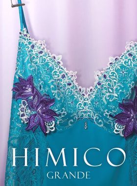 HIMICO大码睡衣重工刺绣贴花蕾丝镂空性感华丽舒适吊带睡裙女G002