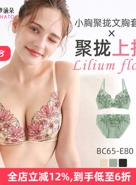 诗萝涵朵MCP内衣套装女无钢圈聚拢显大防外扩性感刺绣文胸罩内裤