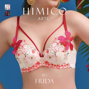 HIMICO内衣女聚拢侧收防外扩重工立体刺绣蕾丝性感火辣文胸罩A002