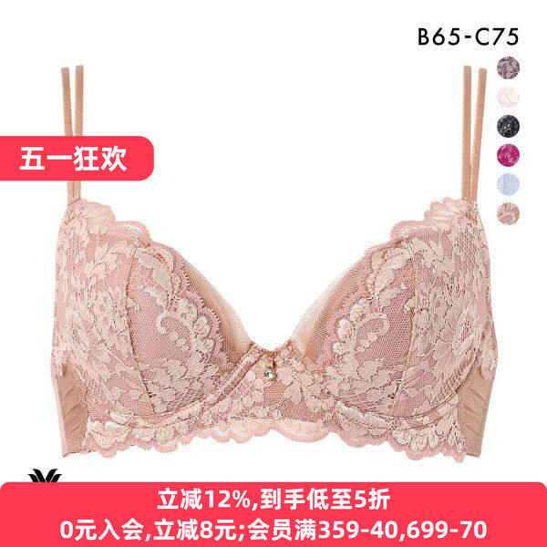 华歌尔Wacoal内衣女聚拢集中收副乳高级透明蕾丝性感文胸罩13G
