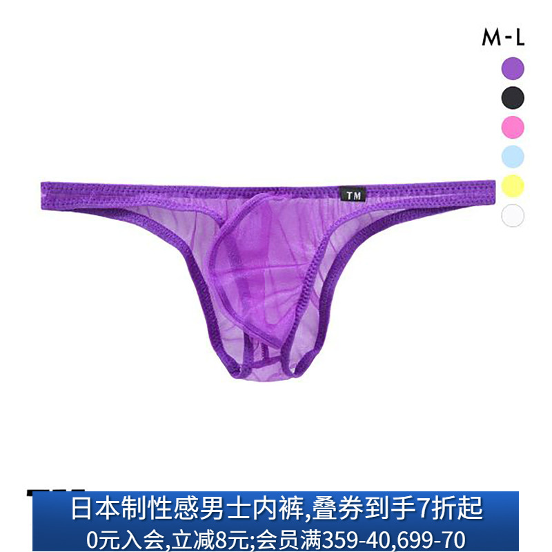 日本制性感透明薄纱男士三角内裤