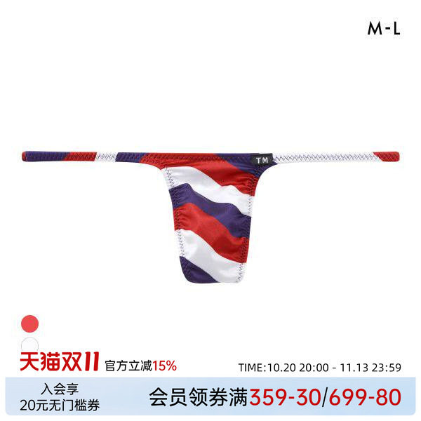TM collection男士内裤日本制时尚印花性感紧身细带低腰丁字T裤