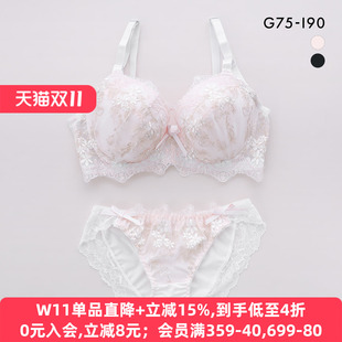 诗萝涵朵SHIROHATO内衣套装 女小胸聚拢收副乳日系蕾丝性感文胸罩