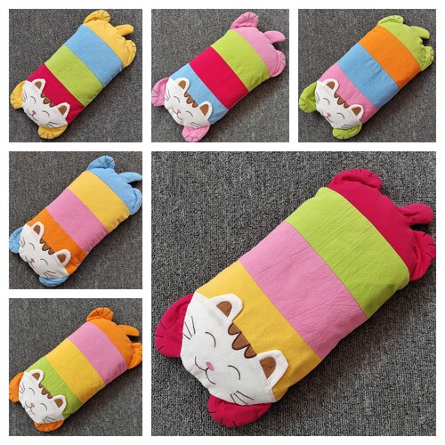 特价棉布拼布刺绣大脸猫婴幼童、成人单人枕头