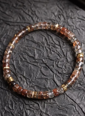 黑金超七水晶手串天然水晶保真无优化6mm药片老型单圈叠戴神器