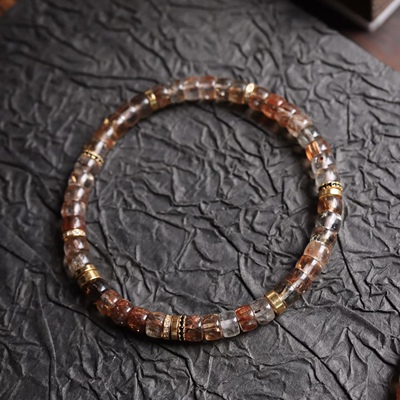 黑金超七水晶药片手串