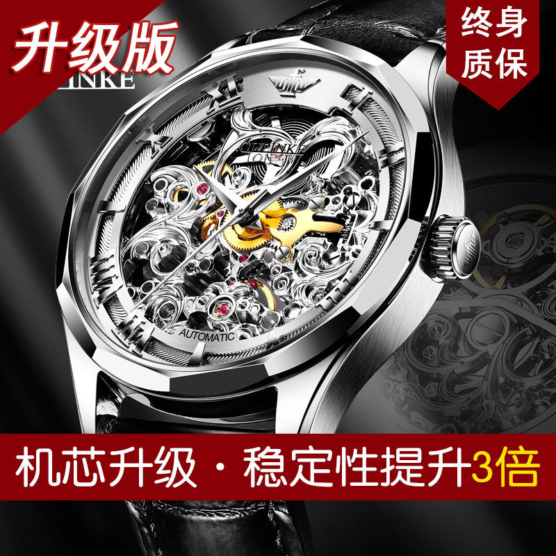 瑞士正品牌手表男士全自动机械表防水潮流个性全镂空真皮十大名表