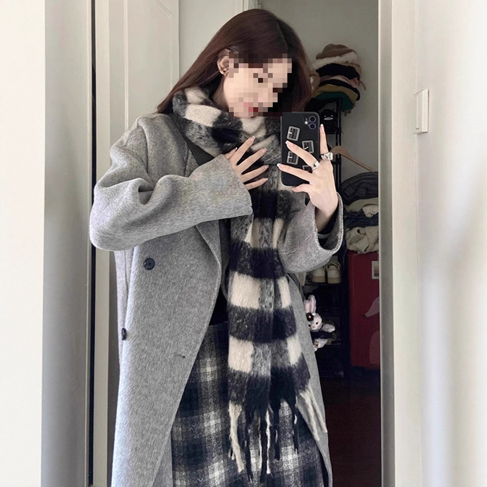 灰色毛呢外套女2025年新款秋冬装韩系小个子感中长款呢子大衣