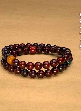 双圈小叶紫檀手串8mm檀木老料高密正宗紫檀佛珠原创中式手链男女