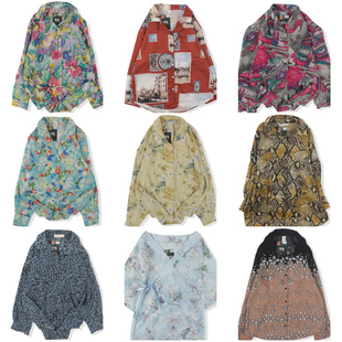 vintage日系复古着港风宽松衬衣油画巴洛克长袖 男女802 碎印花衬衫